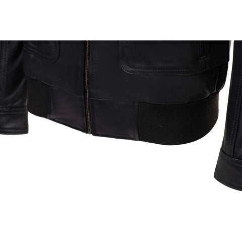 Black leather jacket with collars