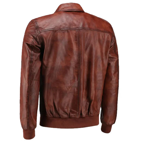 Boyd's Rust Leather Jacket with ribbed cuffs